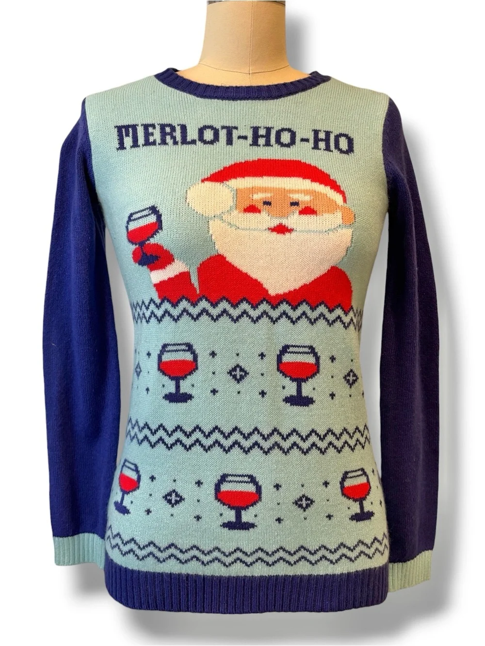 Ugly Christmas Sweater Norther Pole Merlot Ho Ho Holiday Party Women's Size XS